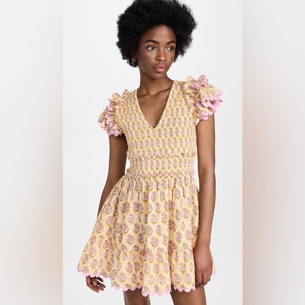 Saylor yellow and pink smocked dress